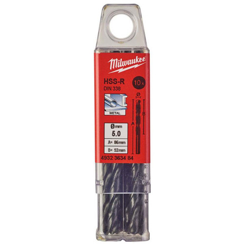 Milwaukee 4932363484 HSS-R Drill Bits 5mm x 86mm (10 Pack)