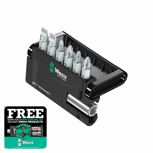 Wera Minicheck Extra Tough Screwdriver Bits Sl/Ph/Pz (7 Pieces)