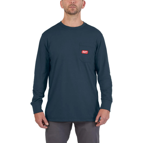 Milwaukee 4932493046 Long Sleeve Work T-Shirt, Blue (Size L)