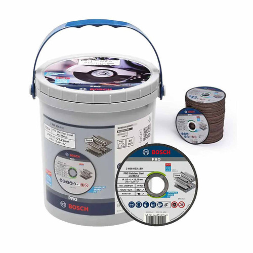 Bosch 115mm x 22.23mm Stainless Steel and Metal Bonded Cutting Disc (100 Pack)