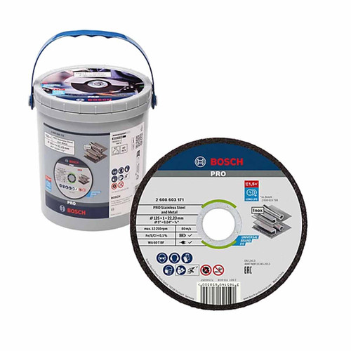 Bosch 2608626113 Stainless Steel and Metal Bonded Cutting Discs 125mm x 22.23mm (100 Pack)