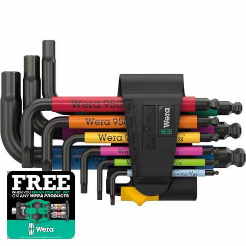 Wera 05022641001 950/9 Hex-Plus Multicolour Imperial 3 L-Key Set (9 Pieces)
