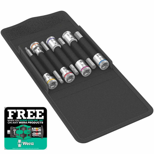 Wera 05003180001 8740 B HF 1 Zyklop Bit Socket Set with 3/8" Drive (7 Pieces)