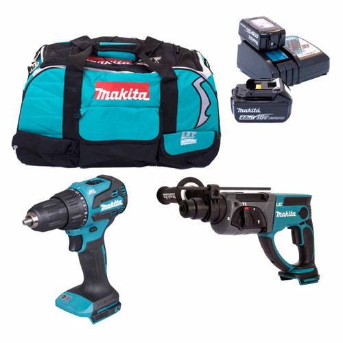 Makita DLX2025M 18V Drill & SDS+ Twin Pack with 2x 4.0Ah Batteries