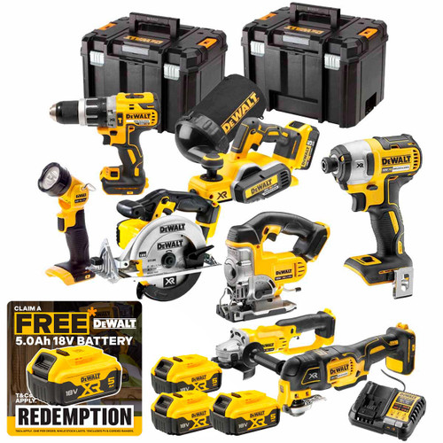 DeWalt TDKIT8 XR 18V 8 Piece Kit with 3x 5.0Ah Batteries