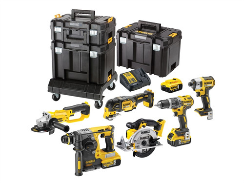 Dewalt 7 Piece 18v Li-on Worksite Kit With 5 Amp Batteries |Toolden