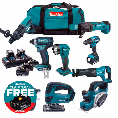 Makita DLX6068PT93 18V 9 Piece Kit with 5x 5.0Ah Batteries