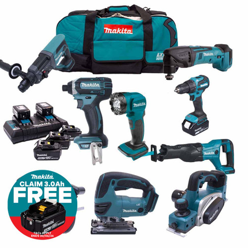 Makita DLX6068PT93 18V 9 Piece Kit with 5x 5.0Ah Batteries