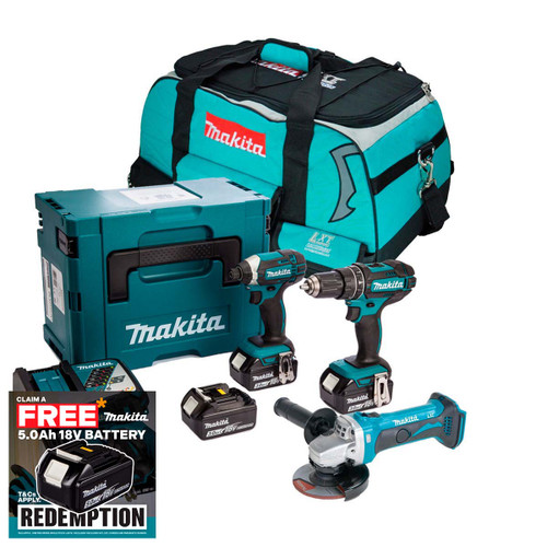 Makita Triple Pack With Combi, Impact Driver And Angle Grinder| Toolden