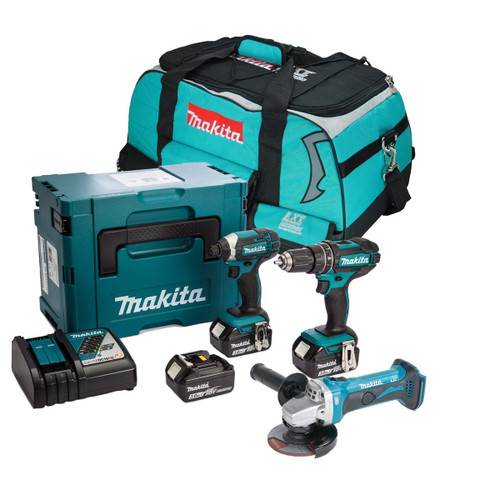 Makita Triple Pack With Combi, Impact Driver And Angle Grinder| Toolden