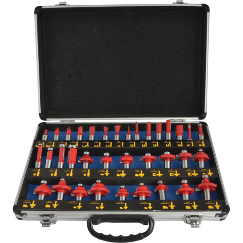 Faithfull 35 Piece 1/2in Shank Tungsten Carbide Router Bit Set in Case 1/2in Shank | Duotool