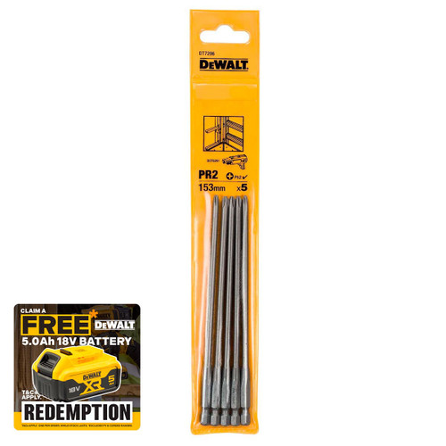 DeWalt DT7206 PR2 (PH2) Drywall Screwdriver Bit 152mm (5 Pack)