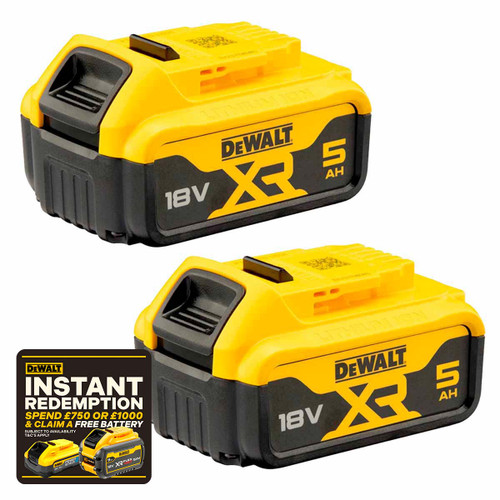 DeWalt DCB184 18V 5.0Ah XR Li-Ion Batteries Twin Pack