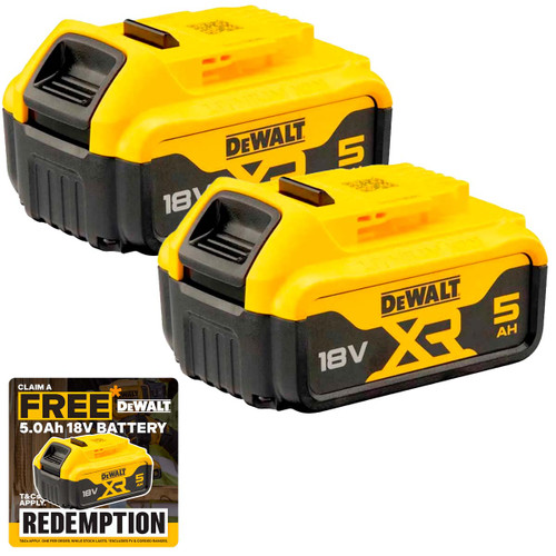 DeWalt DCB184 18V 5.0Ah XR Li-Ion Batteries Twin Pack