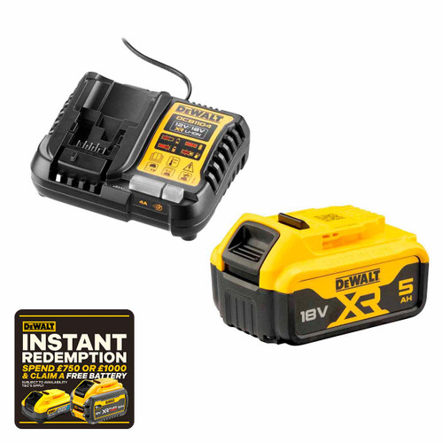 DeWalt DCB184 18V 5.0Ah Battery & DCB1104-GB Fast Charger