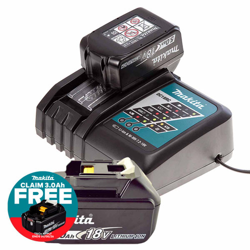Makita DC18RC 18V LXT Charger with 2x 5.0Ah Batteries