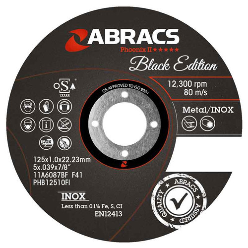 Abracs Black Edition Extra Thin Cutting Disc 115mm x 1.0mm x 22mm