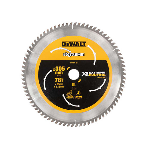 DeWalt DEWDT99576QZ FlexVolt XR Mitre Saw Blade 305 x 30mm x 78T (DEWDT99576QZ)| Toolden