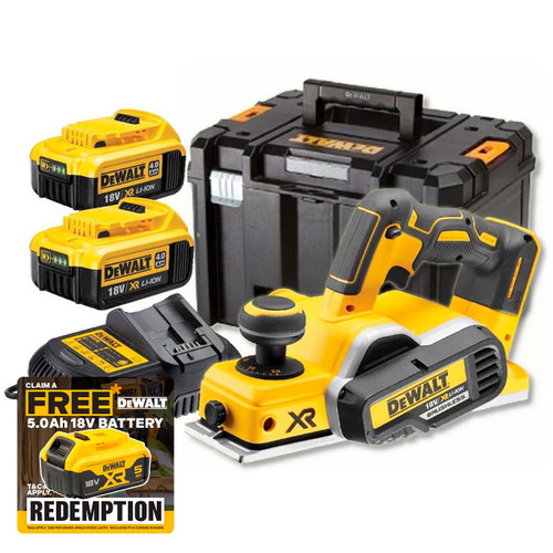 DeWalt DCP580M2 18v Brushless Planer Kit with 2 x 4.0Ah Li-Ion Batteries