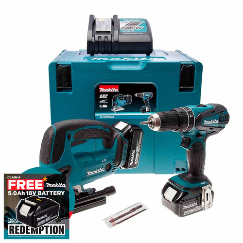 Makita DLX2024MJ 18V Drill and Jigsaw Twin Pack with 2x 4.0Ah Batteries