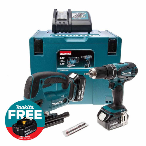 Makita DLX2024MJ 18V Drill and Jigsaw Twin Pack with 2x 4.0Ah Batteries