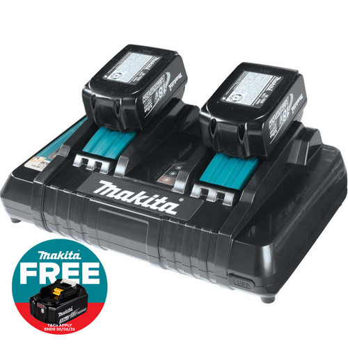 Makita DC18RD 18V LXT Twin Port Charger with 2x 3.0Ah Batteries