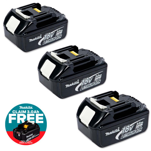 Makita BL1830 18V 3.0Ah LXT Lithium-Ion Battery (Pack of 3)