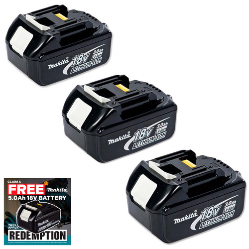 Makita BL1830 18V 3.0Ah LXT Lithium-Ion Battery (Pack of 3)
