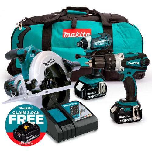 Makita 18V Triple Kit with 2 x 5.0Ah Batteries and Charger (MAKKIT3) | Toolden