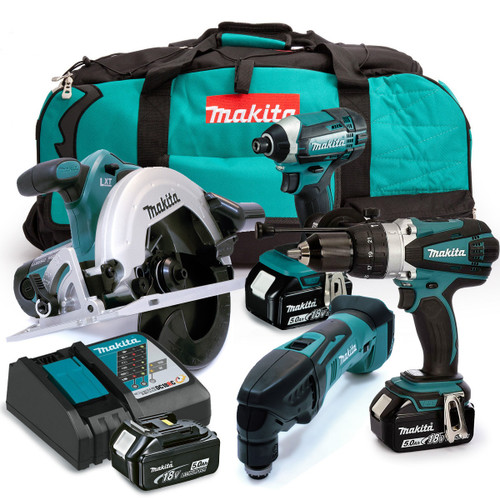 Makita 18V Quad Pack with 3 x 5.0Ah Batteries and Charger (MAKPKIT4) | Toolden
