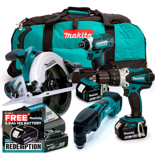 Makita 18V Quad Pack with 3 x 5.0Ah Batteries and Charger (MAKPKIT4) | Toolden