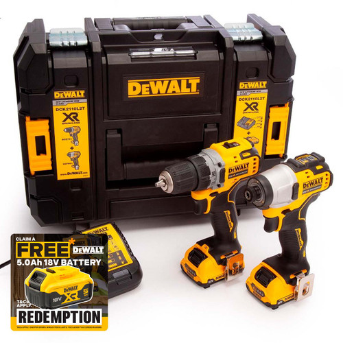 Dewalt DCK2110L2T 12V XR Sub Compact Twinpack with 2 x 3.0Ah Batteries