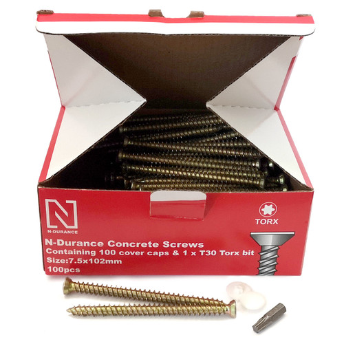 N-Durance CON75102 Torx Concrete Frame Screws 7.5 x 102mm (100 Box)