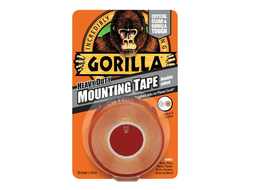 Gorilla Glue GRGGTHDDSMT Gorilla Heavy-Duty Double Sided Clear Mounting Tape 25.4mm x 1.52m