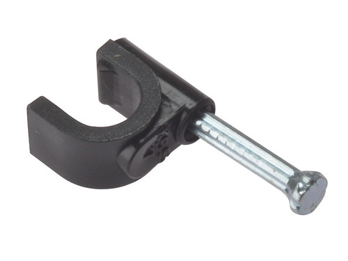 ForgeFix FORRCC67B Cable Clip Round Coax Black 6-7mm Box 100 | Toolden
