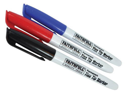 Faithfull FAIFTMMIX3 Fibre Tip Marker Pen Mixed (Pack of 3) | Toolden