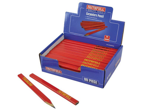 Faithfull FAICPDISPR80 Carpenters Pencils Display - Red / Medium (80) | Toolden