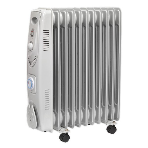 Sealey RD2500T Oil Filled Radiator 2500W/230V 11 Element with Timer