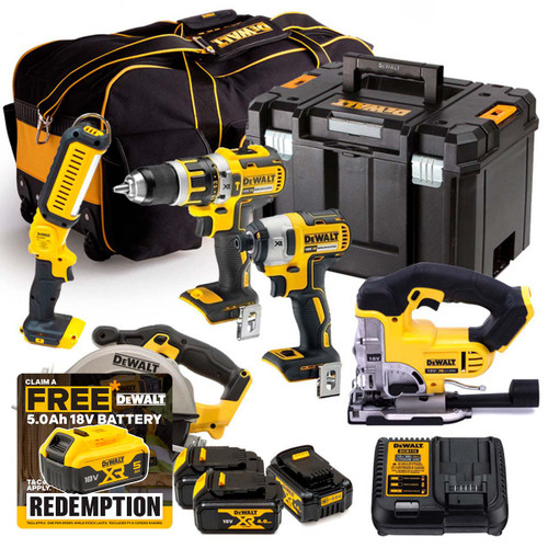 Dewalt 18V XR 5 Piece Kit 4.0AMP Li-Ion X3