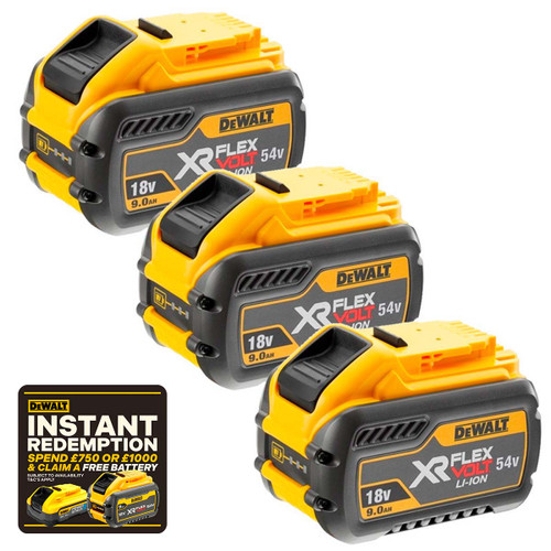 Dewalt DCB547-XJ 18/54V 9.0Ah XR Flexvolt Battery (3 Pack)