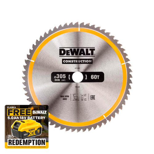 DeWalt DT1960 Stationary Construction Circular Saw Blade 305 x 30mm x 60T From Toolden
