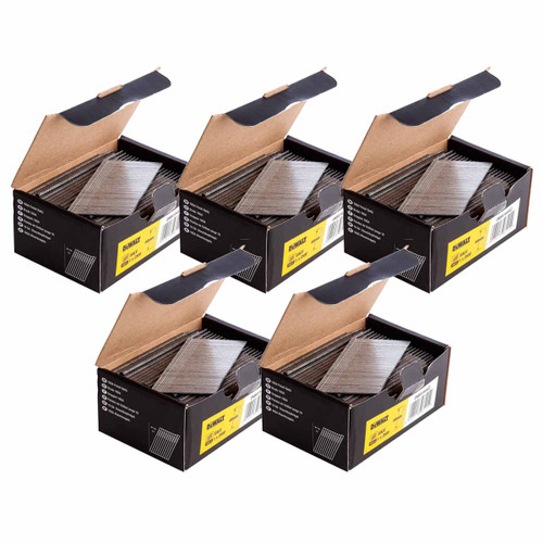 DeWalt DNBA1638GZ 5 Boxes of 16G 38mm Angled Galvanised 2nd Fix Nails (12 500 Pack)