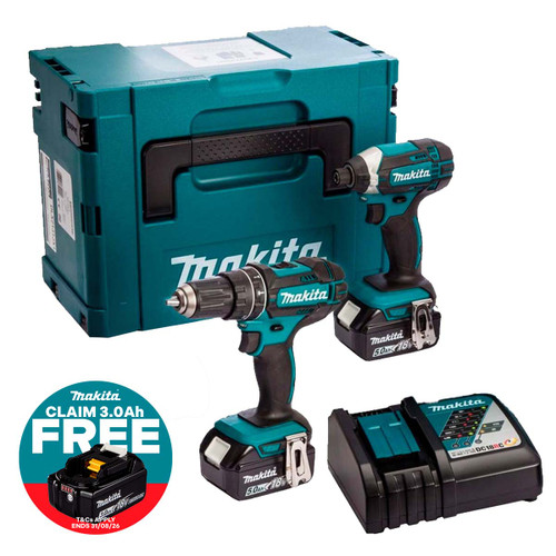 Makita DLX2131TJ 18V LXT Combi Drill & Impact Driver Twin Kit with 2x 5.0Ah Batteries