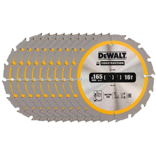 Dewalt DT1948 Construction Circular saw Blade 165 x 20mm 16 Teeth 10 Blades