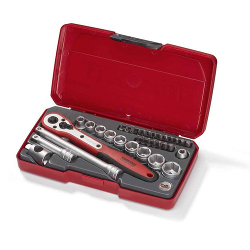 Teng Tool T3834 3/8 inch Socket Set 34 Pieces in Plastic Case