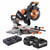 Evolution R255SMS-DB-Li Twin 18V 36V EXT 255mm Double Bevel Mitre Saw with 2x 8.0Ah Batteries & Dual Port Charger