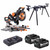 Evolution R255SMS-DB-Li Twin 18V 36V EXT 255mm Double Bevel Mitre Saw with 2x 8.0Ah Batteries, Mitre Saw Stand & Dual Port Charger