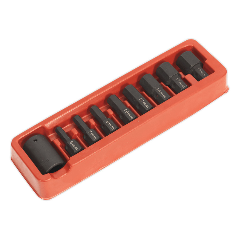Sealey AK5609 Impact Hex Bit & Holder Set 9pc 1/2"Sq Drive