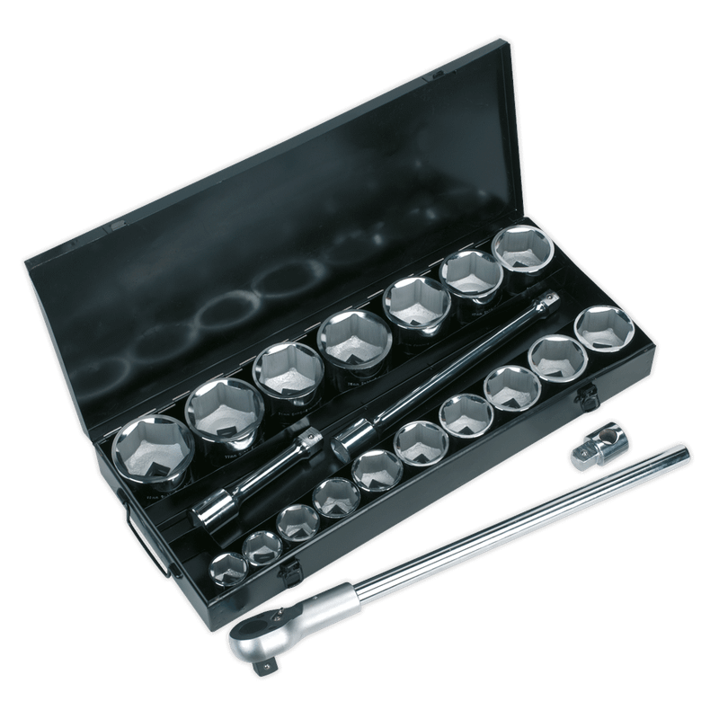 Sealey S0768 Socket Set 21pc 1"Sq Drive 6pt WallDrive Metric