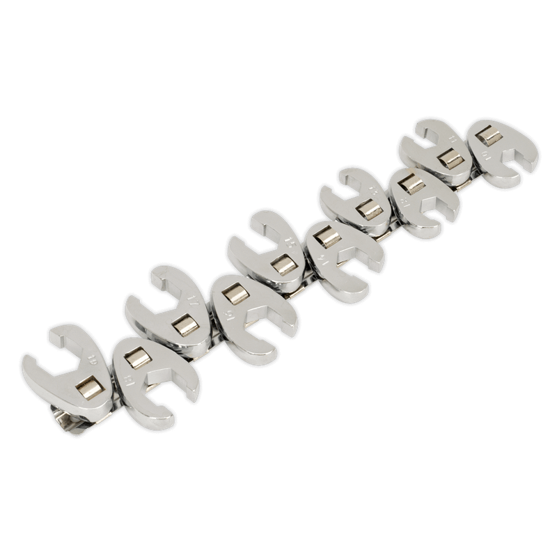 Sealey S0845 Crow's Foot Wrench Set 10pc Flare Nut 3/8"Sq Drive Metric